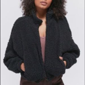 Urban Outfitters Fuzzy Drawstring Teddy Jacket